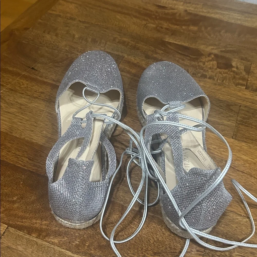 Stuart Weitzman Walk My Way Espadrille Lace Up Gladiator Sandals size 10